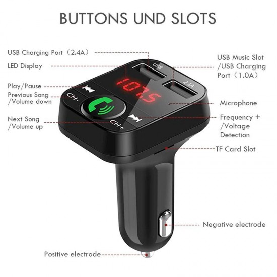  Car Handsfree Wireless Bluetooth Kit FM Transmitter LCD 