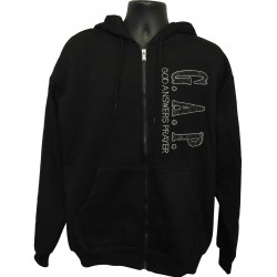 God Answers Prayer - Silver and Black Rhinestones Hoodie